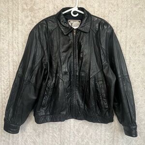 Luis Alvear Men's Leather Bomber Jacket Black Size XL